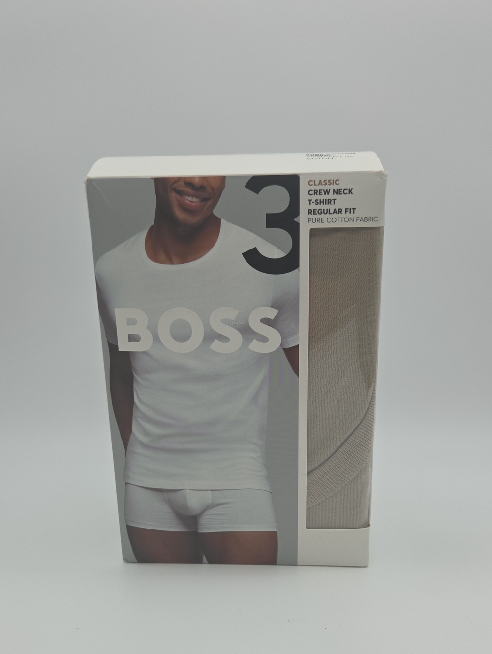 Boss 3-Pack Crew Neck T-Shirts in  Beige, Black And Green.